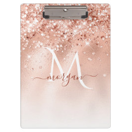 Glitter Peach Roos Gold Monogram Klembord