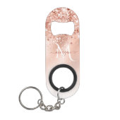 Glitter Peach Roos Gold Monogram Mini Flessenopener (Voorkant)