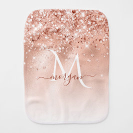 Glitter Peach Roos Gold Monogram Monddoekje