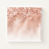 Glitter Peach Roos Gold Monogram Notitieboek (Achterkant)