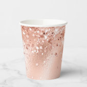 Glitter Peach Roos Gold Monogram Papieren Bekers (Links)