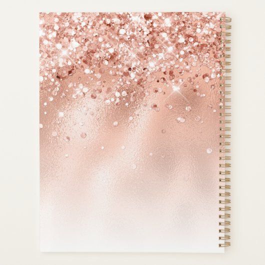 Glitter Peach Roos Gold Monogram Planner (Achterkant)