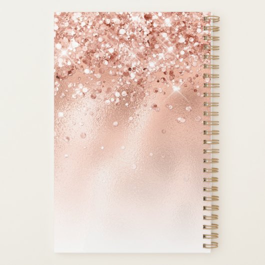 Glitter Peach Roos Gold Monogram Planner (Achterkant)