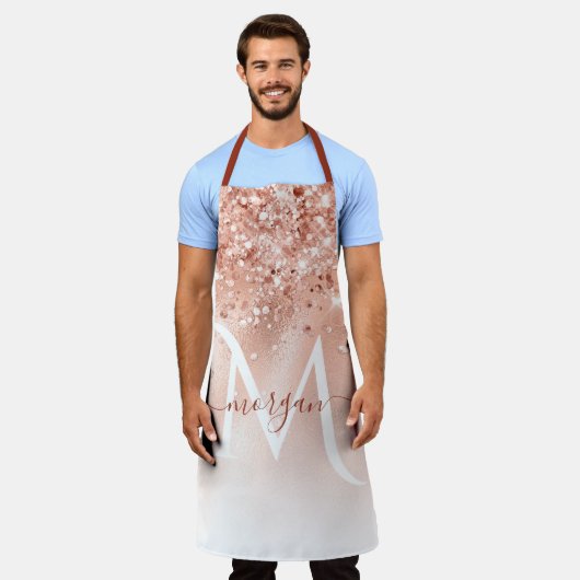 Glitter Peach Roos Gold Monogram Schort (Gedragen)