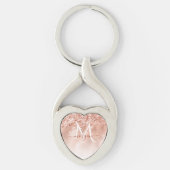 Glitter Peach Roos Gold Monogram Sleutelhanger (Voorkant)