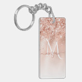 Glitter Peach Roos Gold Monogram Sleutelhanger (Voorkant Links)
