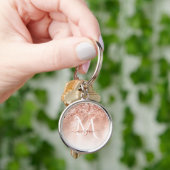 Glitter Peach Roos Gold Monogram Sleutelhanger (Hand)