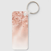 Glitter Peach Roos Gold Monogram Sleutelhanger (Achterkant)