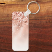 Glitter Peach Roos Gold Monogram Sleutelhanger (Achterkant)