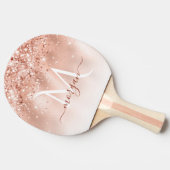 Glitter Peach Roos Gold Monogram Tafeltennisbatje (Zijkant)