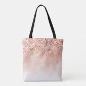 Glitter Peach Roos Gold Monogram Tote Bag (Achterkant)