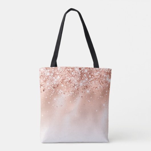 Glitter Peach Roos Gold Monogram Tote Bag (Achterkant)