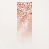 Glitter Peach Roos Gold Monogram Yogamat (Voorkant)