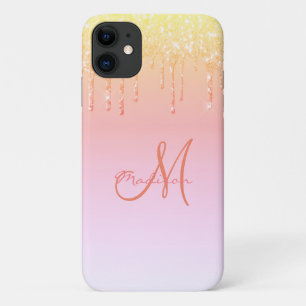 Glitter Peach roze naam Sparkles Glam Girly Case-Mate iPhone Case