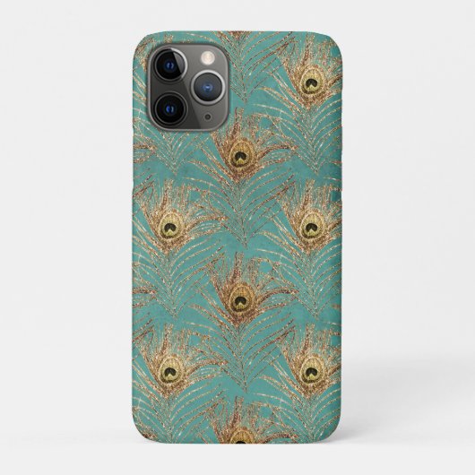 Glitter Peacock Feathers Patroon Case-Mate iPhone Case (Achterkant)
