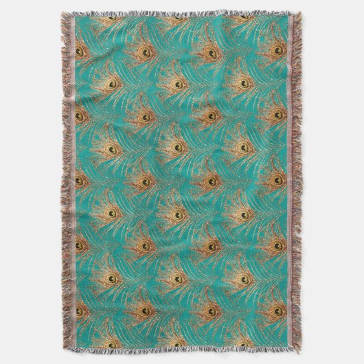 Glitter Peacock Feathers Patroon Deken (Voorkant Verticaal)