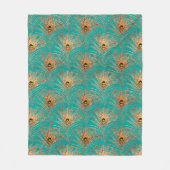 Glitter Peacock Feathers Patroon Fleece Deken (Voorkant)