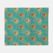 Glitter Peacock Feathers Patroon Fleece Deken (Voorkant (Horizontaal))