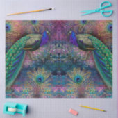 Glitter Peacocks Elegant Feathers Pink Decoupage Tissuepapier (Craft)
