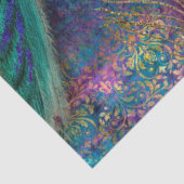 Glitter Peacocks Elegant Feathers Pink Decoupage Tissuepapier (Detail)