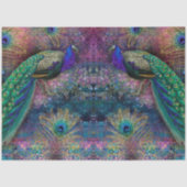 Glitter Peacocks Elegant Feathers Pink Decoupage Tissuepapier (Voorkant)
