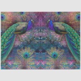 Glitter Peacocks Elegant Feathers Pink Decoupage Tissuepapier