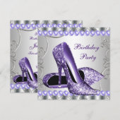 Glitter Pearls Paarse hogescholen Kaart (Voorkant / Achterkant)