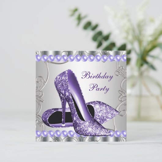 Glitter Pearls Paarse hogescholen Kaart (Staand voorkant)