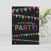 Glitter Pennant Flags 21st Birthday Celebration Kaart (Staand voorkant)