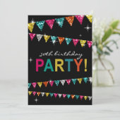 Glitter Pennant Flags 30th Birthday Celebration Kaart (Staand voorkant)