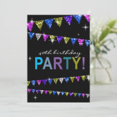 Glitter Pennant Flags 40th Birthday Celebration Kaart (Staand voorkant)