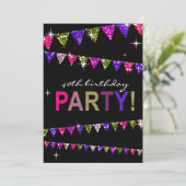 Glitter Pennant Flags 40th Birthday Celebration Kaart (Staand voorkant)