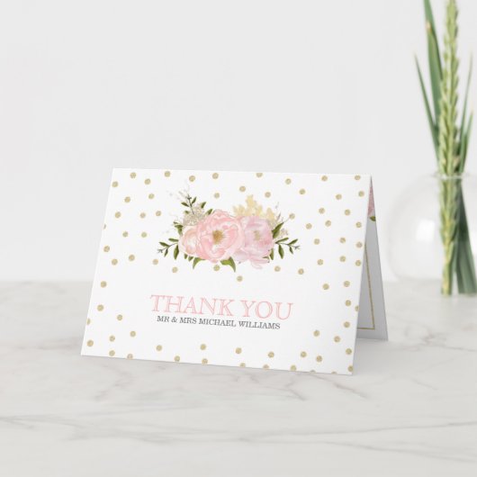 Glitter Peony Wedding Bedankt kaarten (Voorkant)