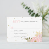 Glitter Peony Wedding RSVP-kaarten RSVP Kaartje (Staand voorkant)
