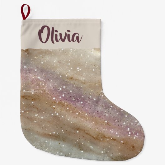 Glitter Personalized Name Christmas Stocking Grote Kerstsok (Voorkant)