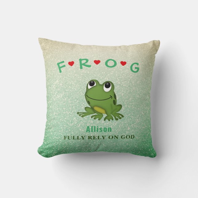 Glitter Personalized Rust volledig op God Frog Kussen (Voorkant)