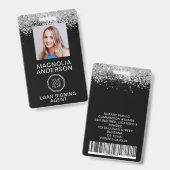 Glitter Personeelsfoto Logo Streepjescode Naambadg Badge (Voor- en achterkant)