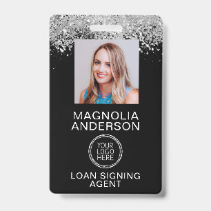 Glitter Personeelsfoto Logo Streepjescode Naambadg Badge