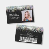 Glitter Personeelsfoto Naam Barcode Badge (Voor- en achterkant)
