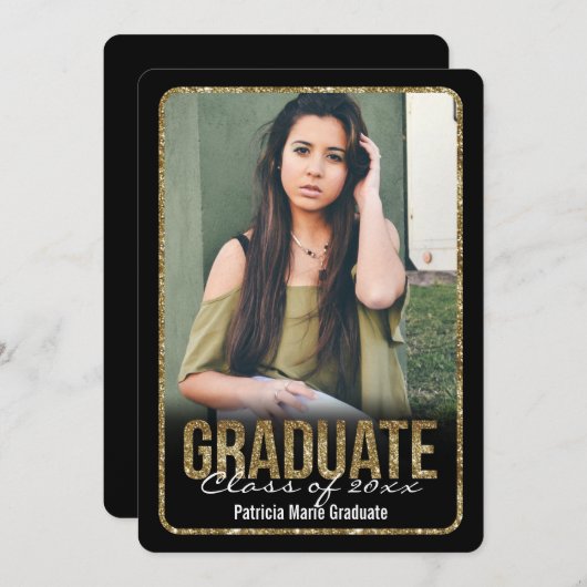 Glitter Photo Afstuderen Kaart (Voorkant / Achterkant)