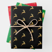 Glitter Pine Tree Reindeneeuwvlokken Festive Inpakpapier Vel (In situ)