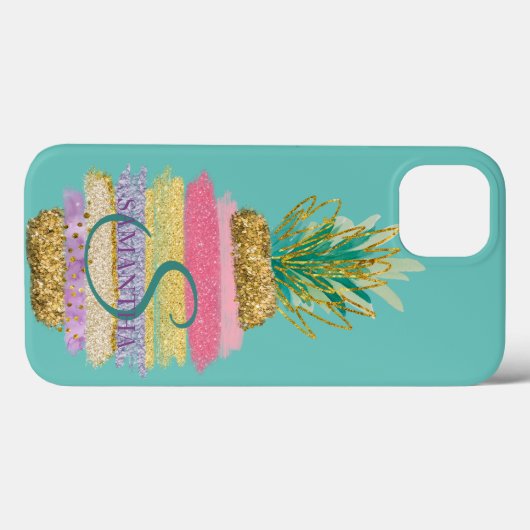 Glitter Pineappel Mint Green Case-Mate iPhone Case (Achterkant (horizontaal))