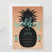 Glitter Pineapple Wedding Shower uitgenodigd Kaart (Voorkant)