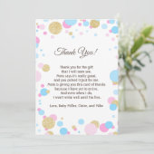 Glitter Pink Baby shower Bedankt Opmerking Blauw (Staand voorkant)