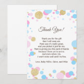 Glitter Pink Baby shower Bedankt Opmerking Blauw (Voorkant / Achterkant)