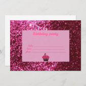 Glitter Pink Birthday Invitations Kaart (Voorkant / Achterkant)