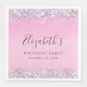 Glitter Pink Birthday Party Servet (Voorkant)