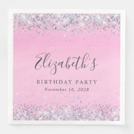 Glitter Pink Birthday Party Servet