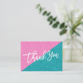 Glitter Pink Blauwgroen CHIC Hartelijk dank voor u Informatiekaartje (Staand voorkant)
