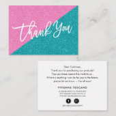 Glitter Pink Blauwgroen CHIC Hartelijk dank voor u Informatiekaartje (Voorkant / Achterkant)